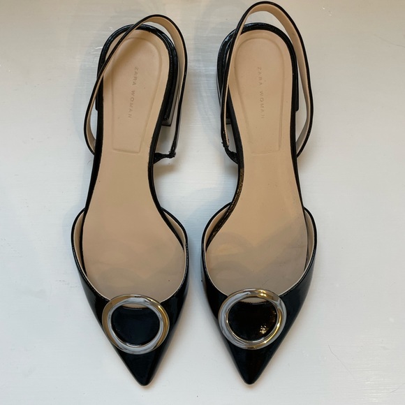Zara black patent leather slingbacks 8 - Picture 3 of 4